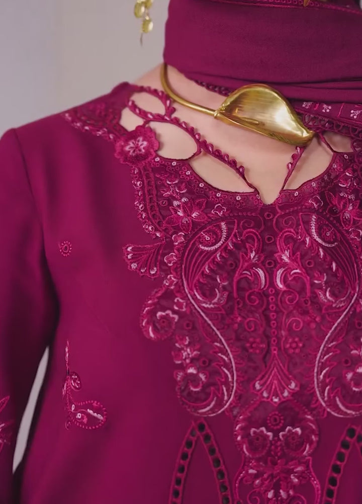Q line by Qalamkar Unstitched Embroidered Slub Linen 3 Piece Suit QLK26UQL Aleena QLW-02 - Winter Collection