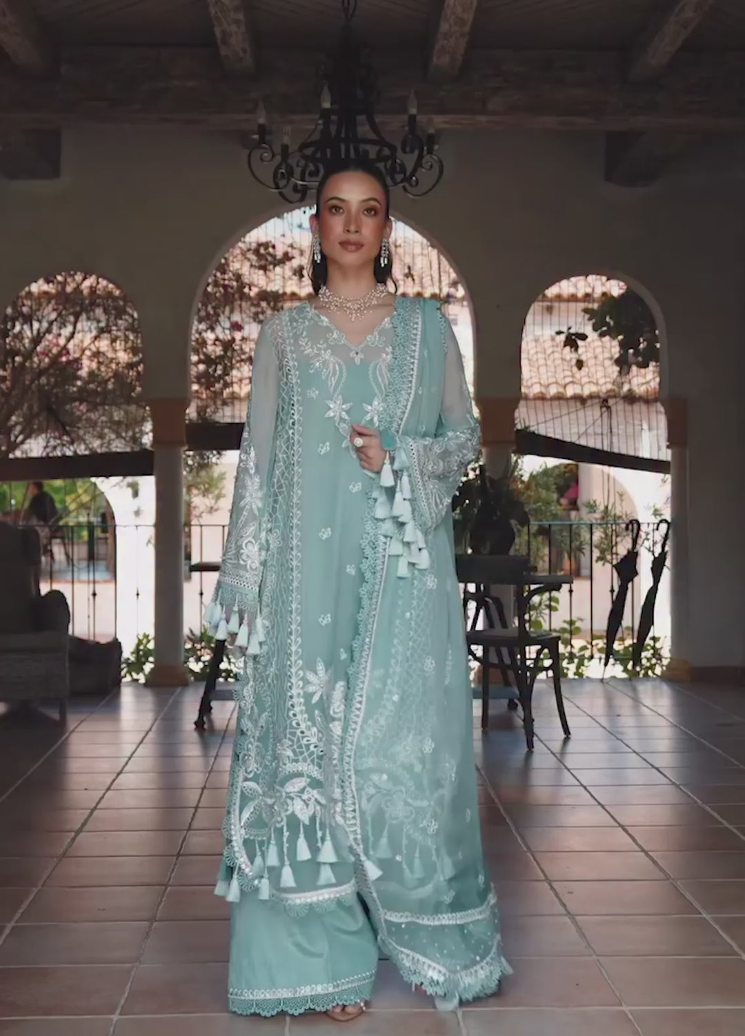 Lumiere by Saira Rizwan Unstitched Embroidered Bamber Chiffon 3 Piece Suit SR26ULF Iris SRL26-08 - Festive Collection