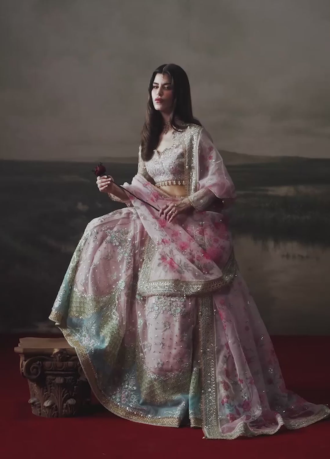 Aure by Afrozeh Unstitched Embroidered Net 3 Piece Suit AF26UAW Noblesse FW01235 - Wedding Collection