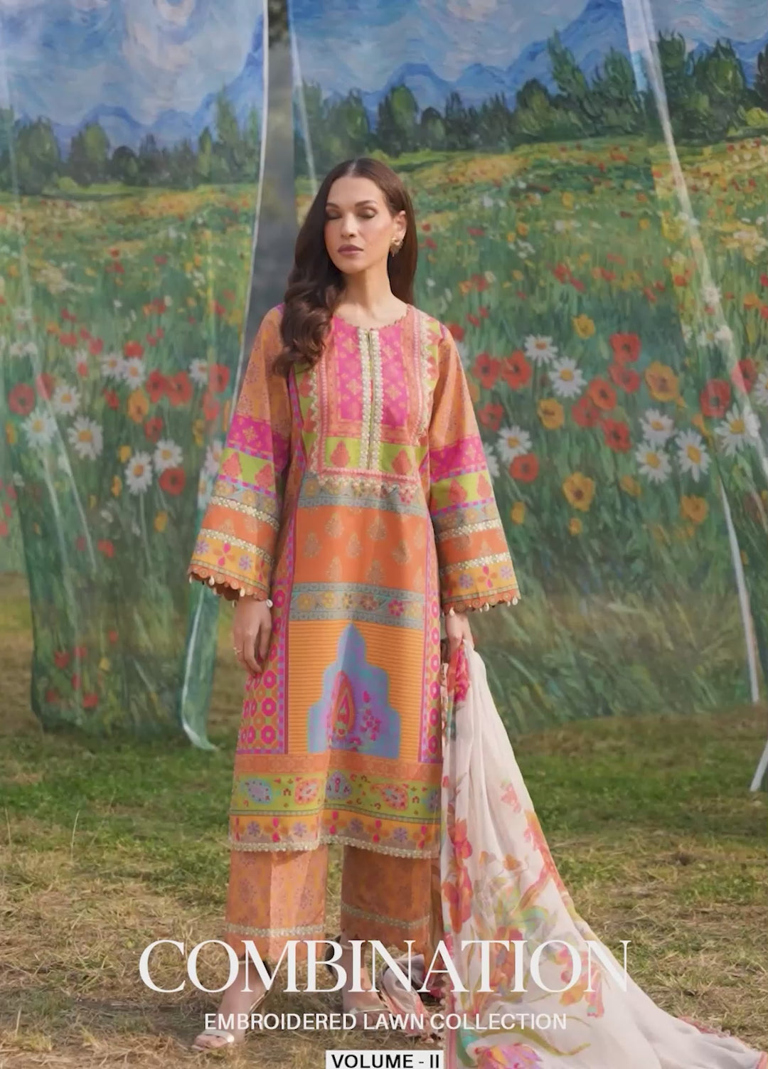 Combination by Charizma Unstitched Embroidered Lawn 3 Piece Suit CHR26UCL CC6-12 - Summer Collection