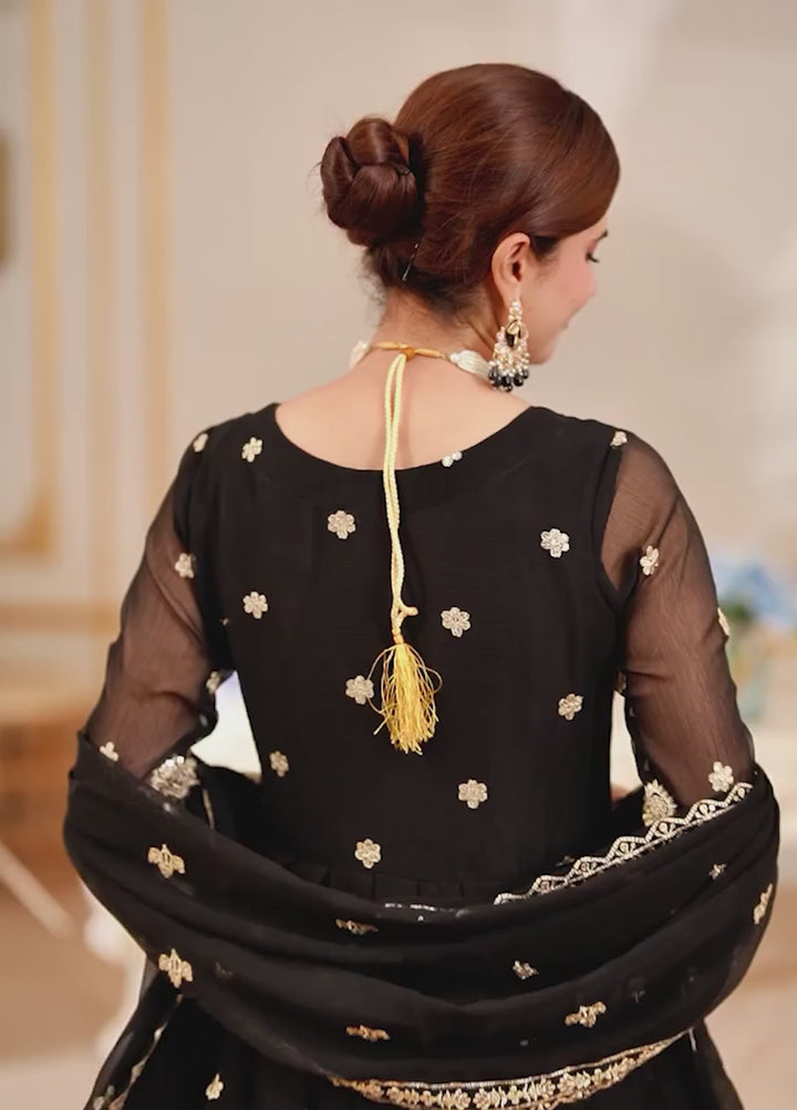 Abaan Zohan Women RTW Embroidered Chiffon 3 Piece Suit Dhanak Black - Festive Collection