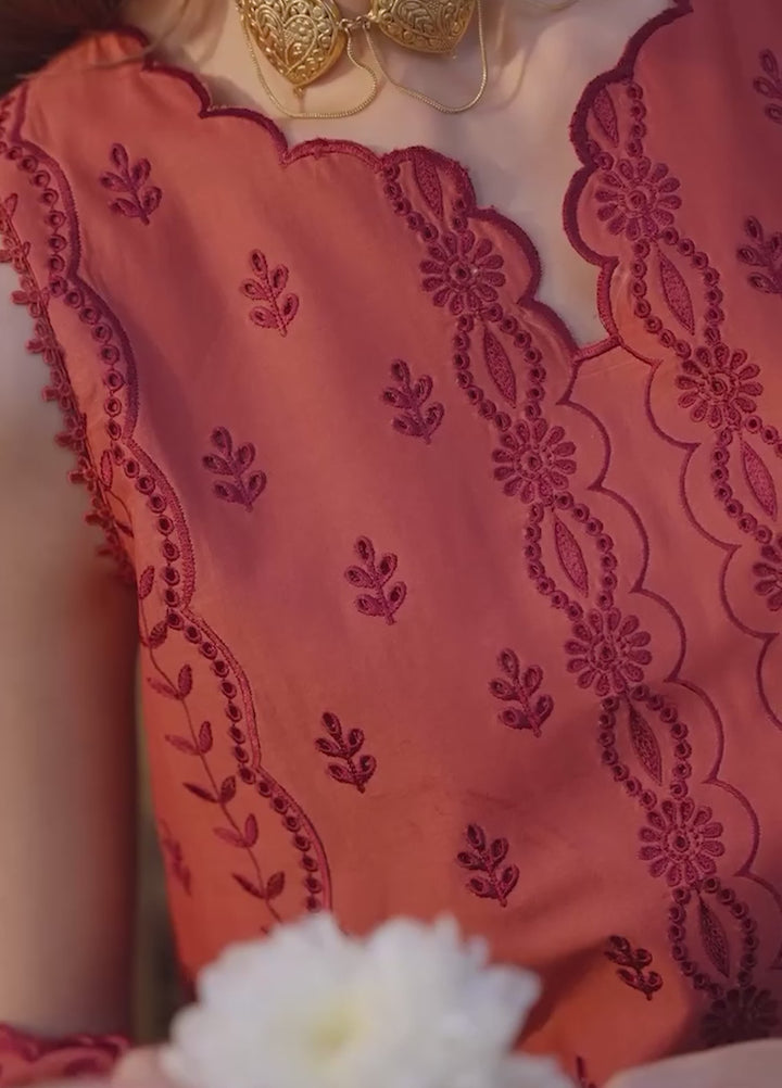 Sahar Unstitched Chikankari Lawn Rustic Dawn 3 Piece Suit CK-26-V2-02 - Summer Collection