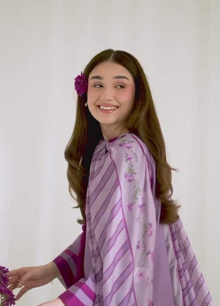 Blossom Hour by Jahaan RTW Printed Crepe 3 Piece Suit Lilas Casual Collection