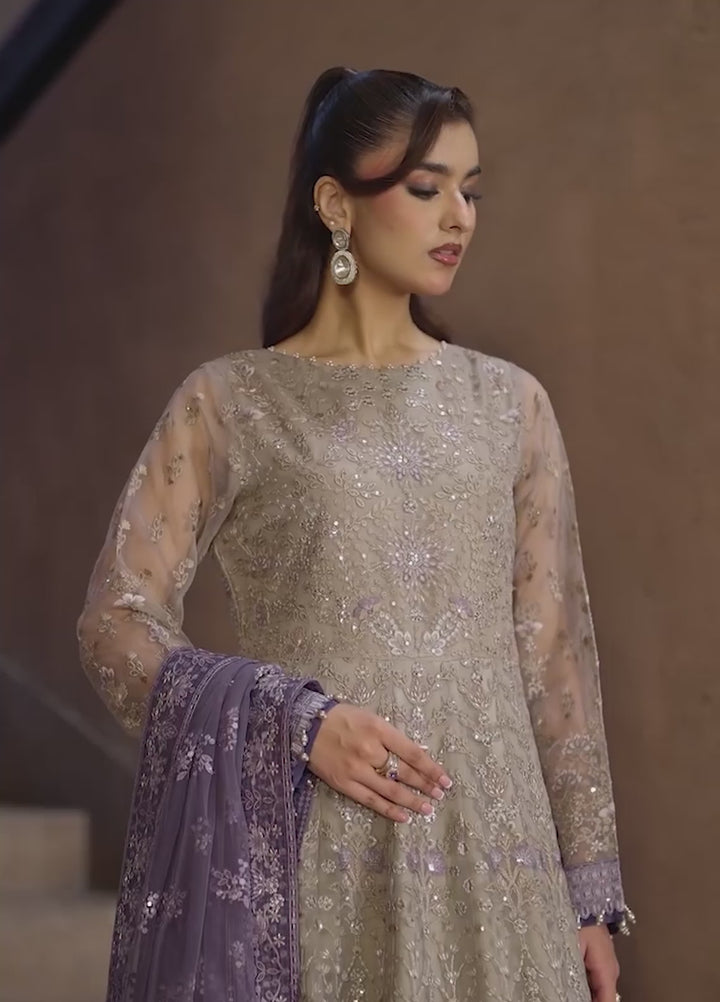 Lazawal by Lavish Premium Unstitched Embroidered Organza 3 Piece Suit LVP26UCL Beige Serenity - Festive Collection