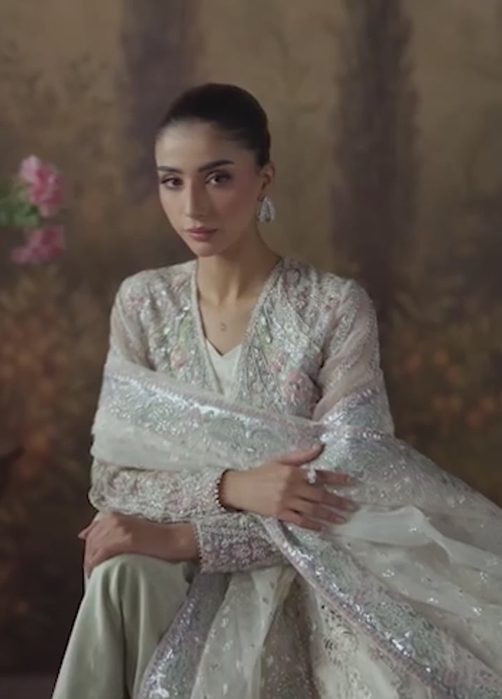 La Fuchsia by Afrozeh Unstitched Hand work Organza 3 Piece Suit AF26ULF Queen FWU-0077 - Wedding Collection