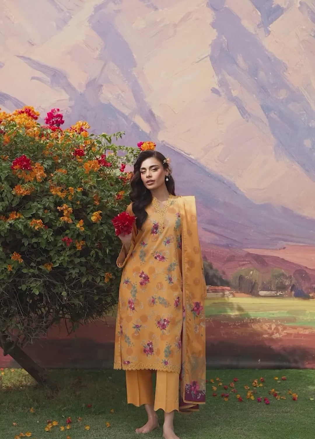 Mirha by Sahar Unstitched Printed Lawn 3 Piece Suit SS1-26-07 Marigold Mist - Summer Collection