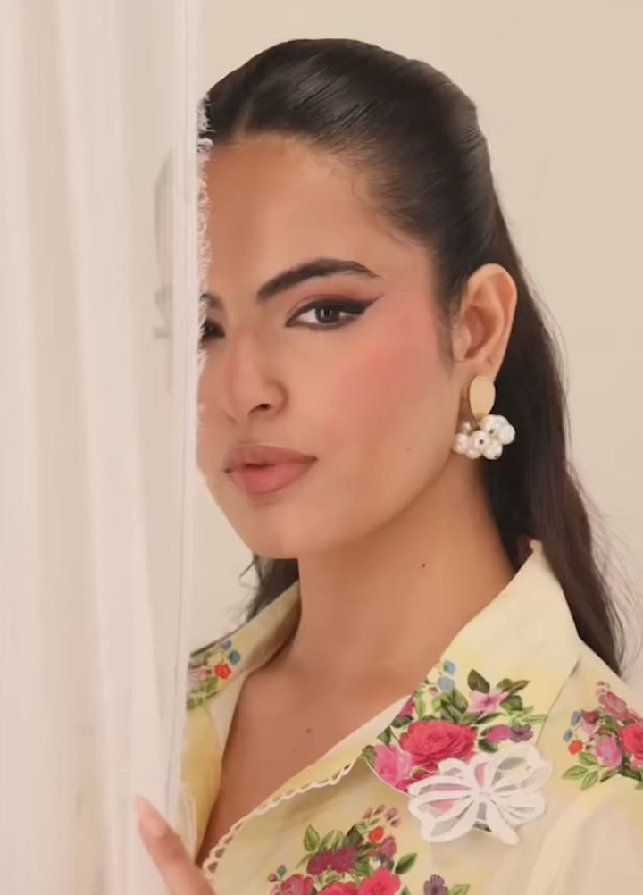 Essential Edit by Raum by Sarb RTW Printed Grip Silk 2 Piece Suit RS26REE ED-05 Butter Yellow - Casual Collection