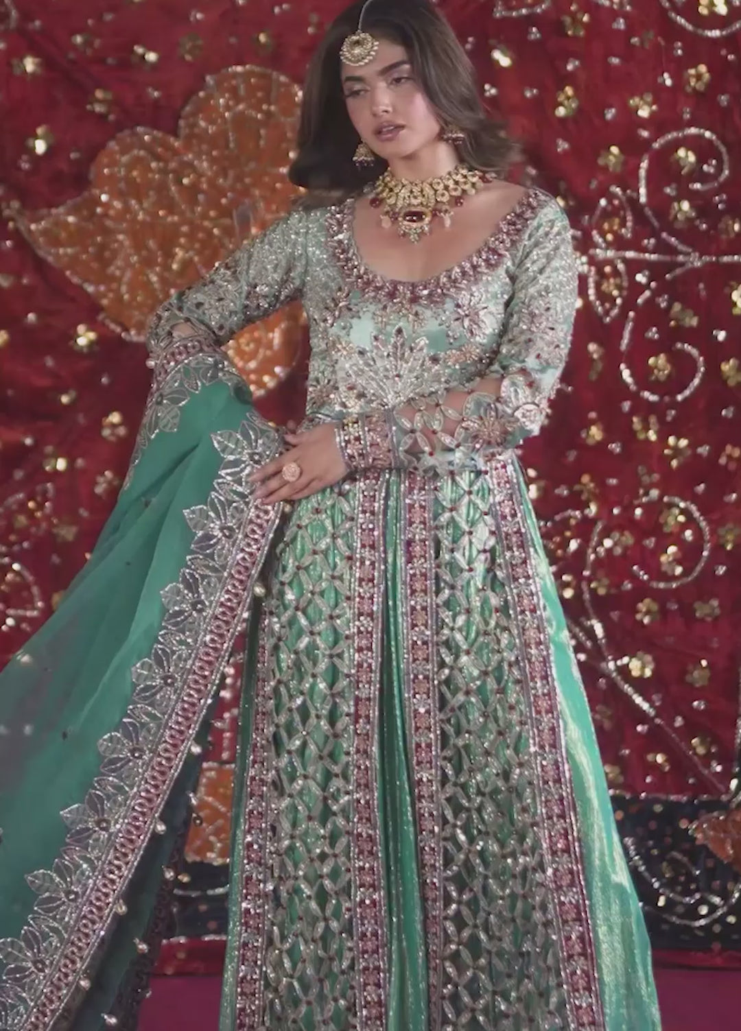 Jhil Mil by Maria Osama Khan Embroidered Tissue Suits Unstitched 3 Piece MOK25JM Chamkeli - Wedding Collection