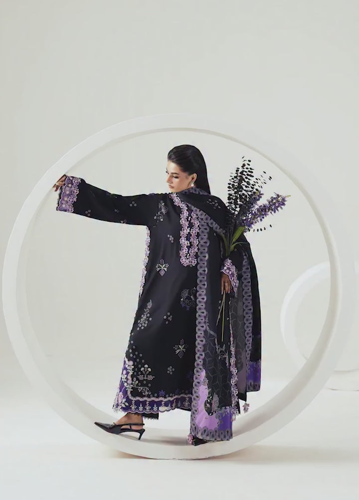 Q prints by Qalamkar Unstitched Embroidered Slub Linen 3 Piece Suit QLK26ULQ Sajal QPW-09B - Winter Collection