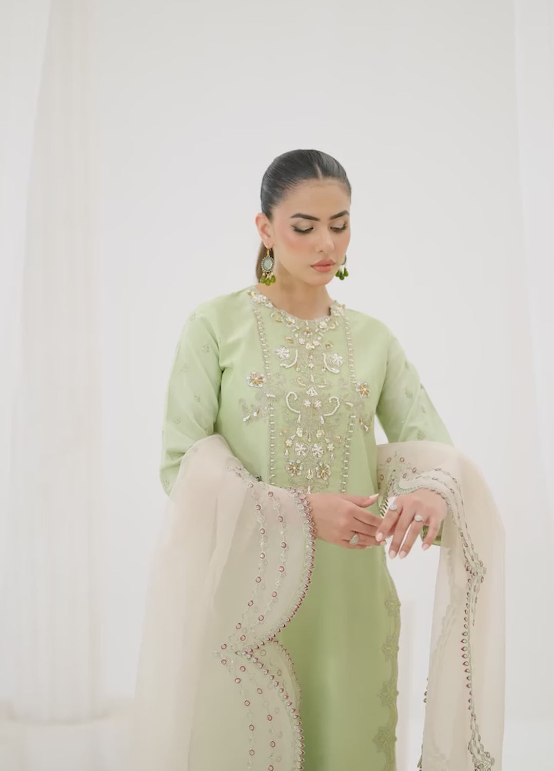 Silk Ivy by Jamnii Pret Embroidered Silk 3 Piece Suit Serene