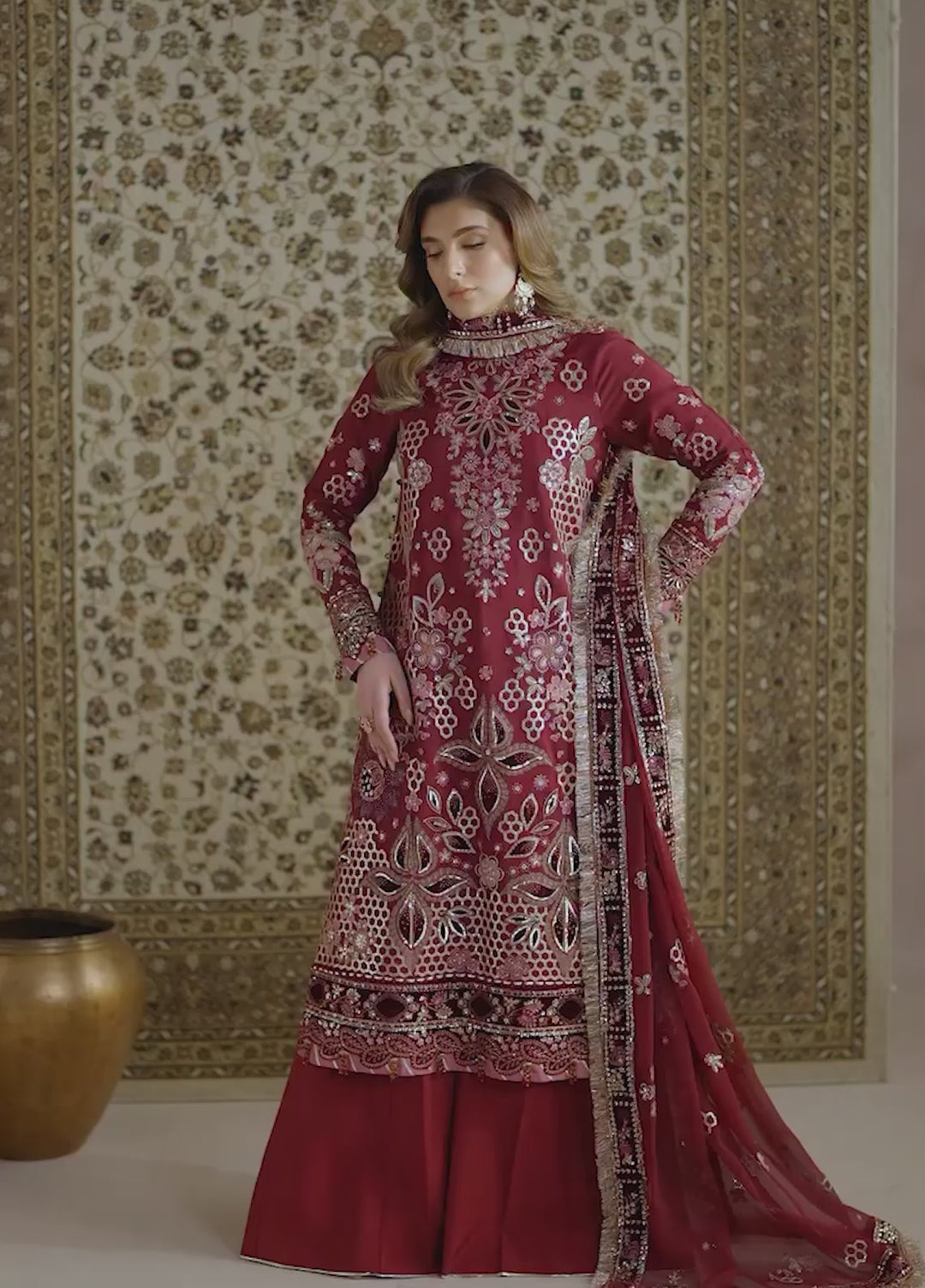 Xenia Formals Unstitched Embroidered Koraen Silk 3 Piece Suit XF26UF D-4 KHUBAN - Festive Collection