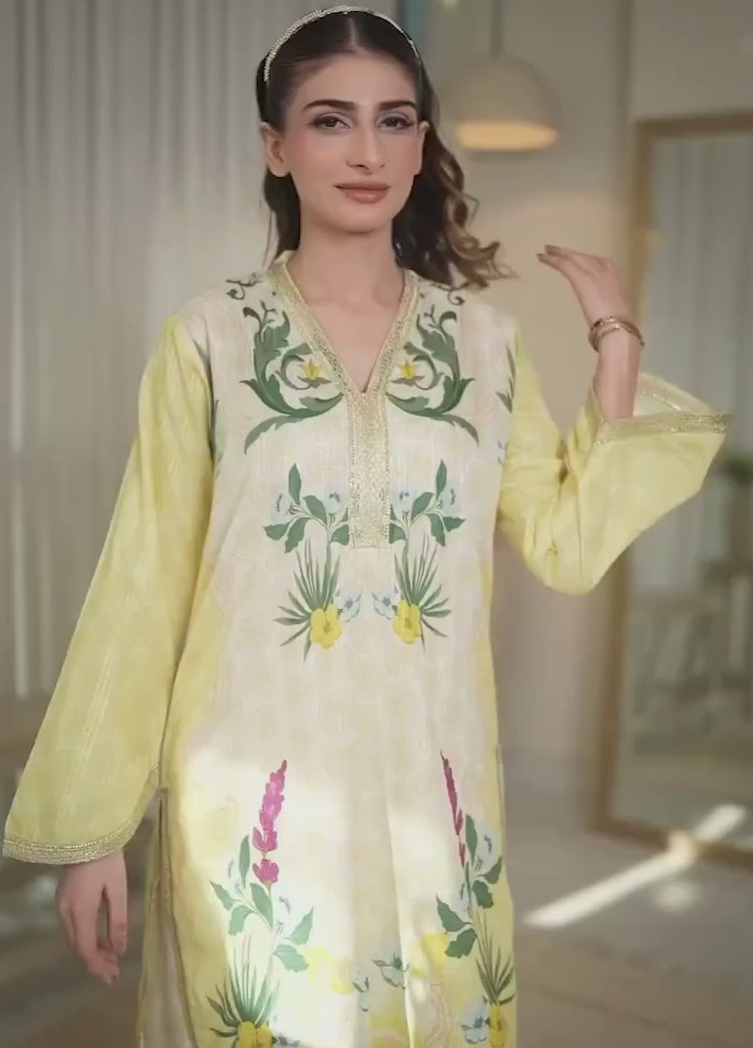 Karashe Women Pret Printed Blended Lawn Co-Ord Sets Lemon Zest - Summer Collection