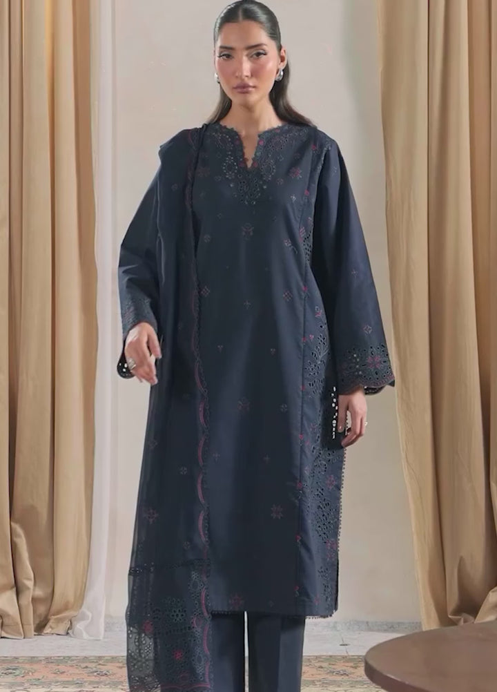 Seran Unstitched Embroidered Lawn 3 Piece Suit SN26ULLE Celune D-03 - Eid Collection
