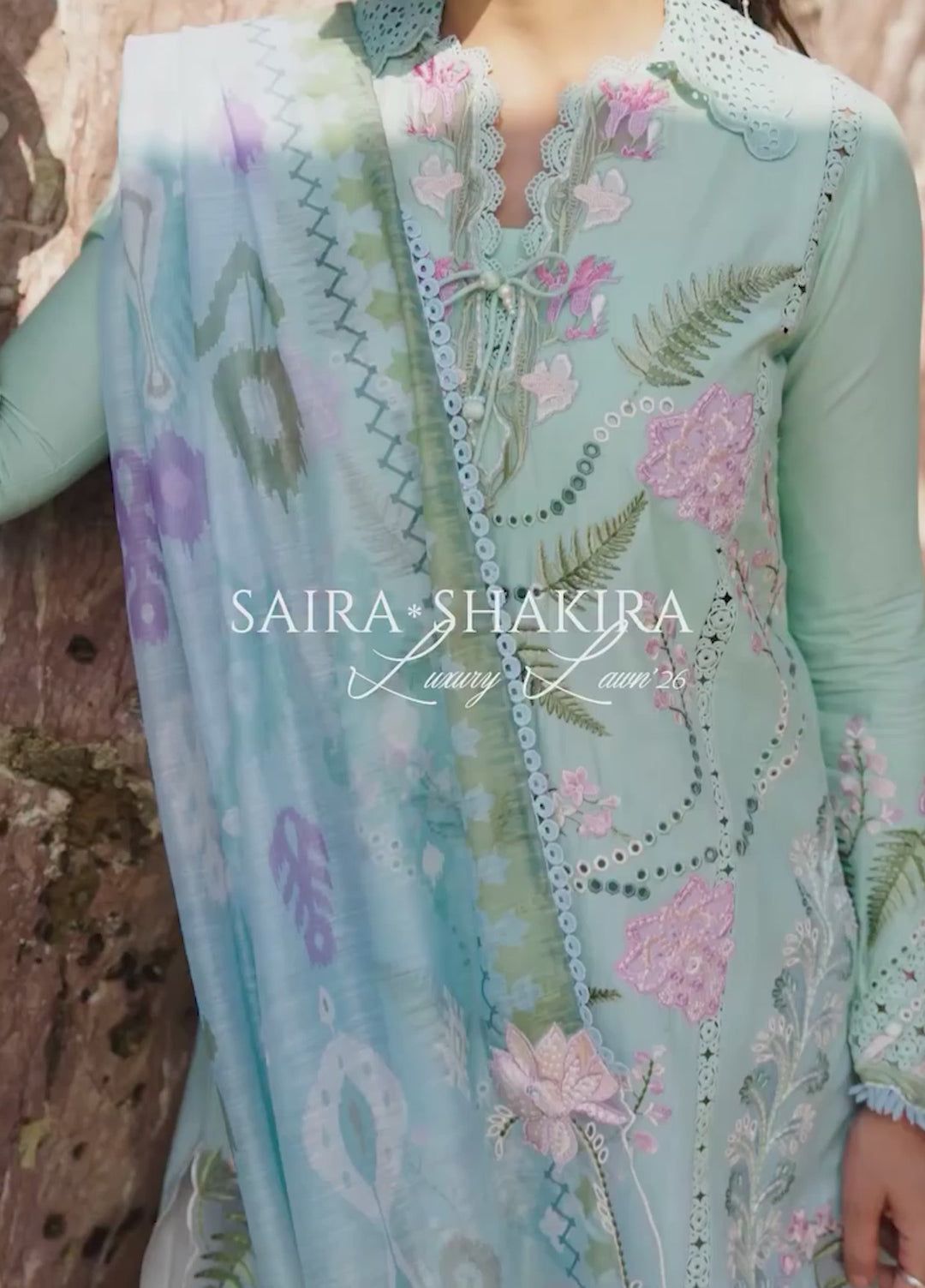 Saira Shakira Unstitched Embroidered Lawn 3 Piece Suit SSR26ULE SS-003B - Eid Collection