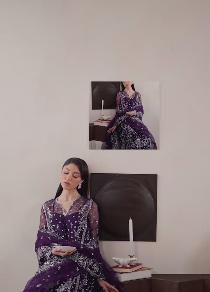 Starlet Jewels by Emaan Adeel Unstitched Embroidered Organza 3 Piece Suit EA26USF Tourmaline - Wedding Collection
