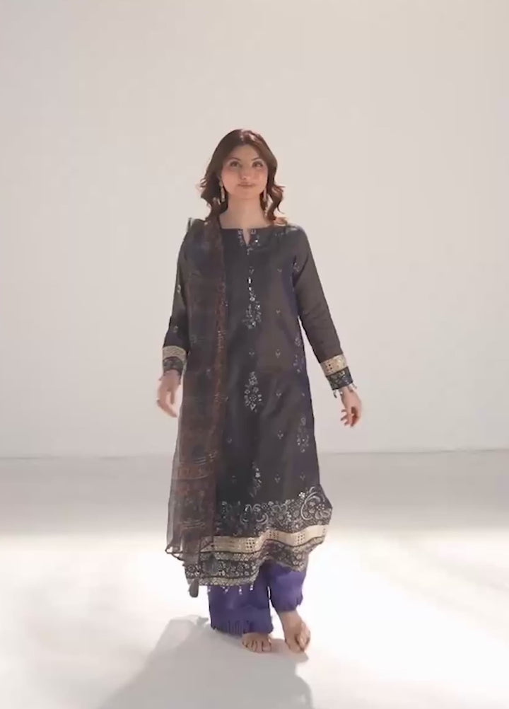 Salitex Unstitched Embroidered Cotton Silk 3 Piece Suit SUNW7NO118 - Festive Collection