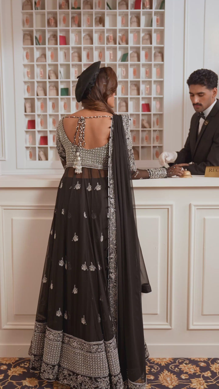 Check In by Zarizaa Embroidered Chiffon 3 Piece Suit ZZ26UCI CLOAK - Festive Collection