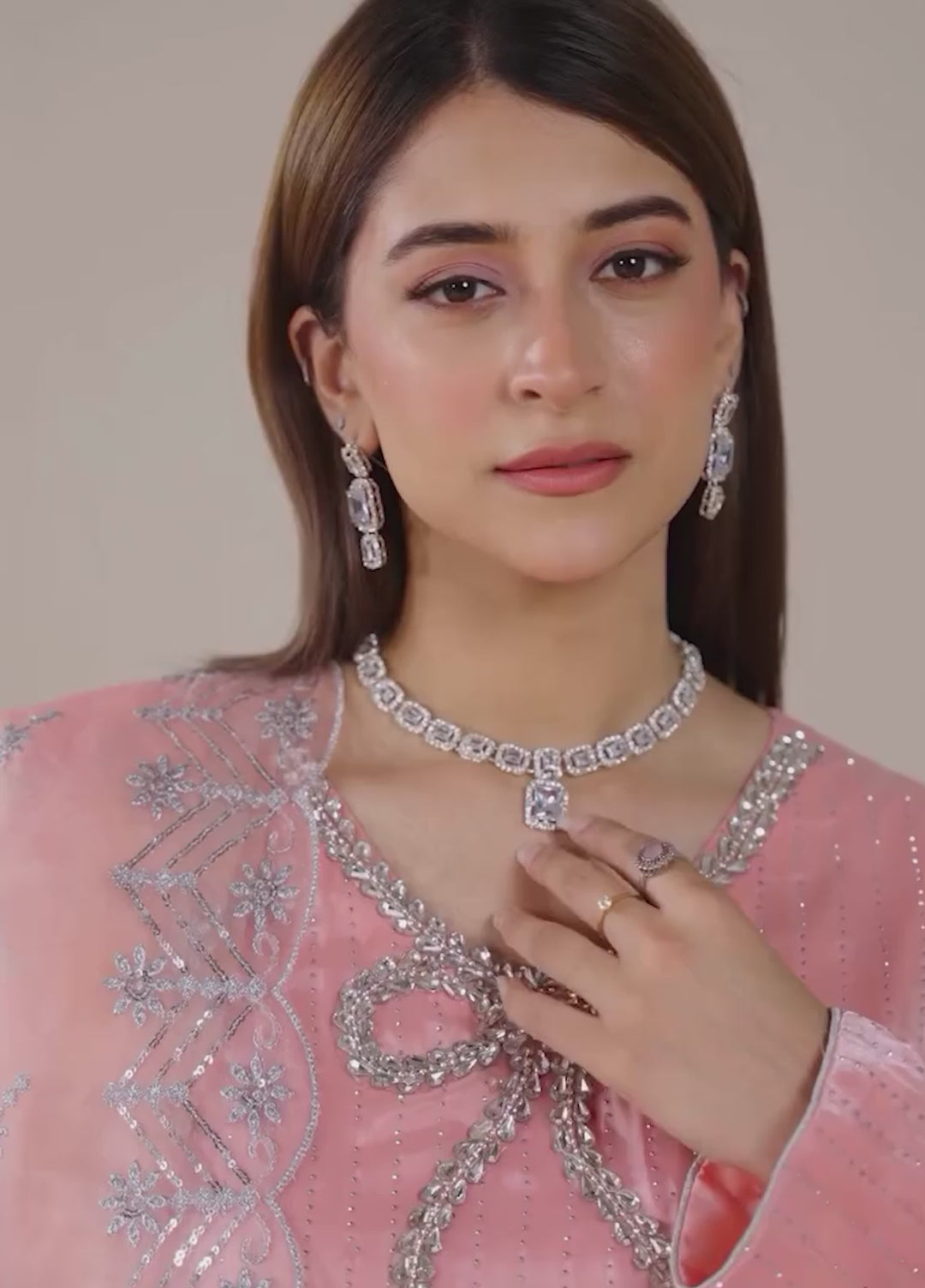 The Florea Edit by Alyra RTW Embossed Sheesha Silk 3 Piece Suit HAZEL-RTW1001 - Festive Collection