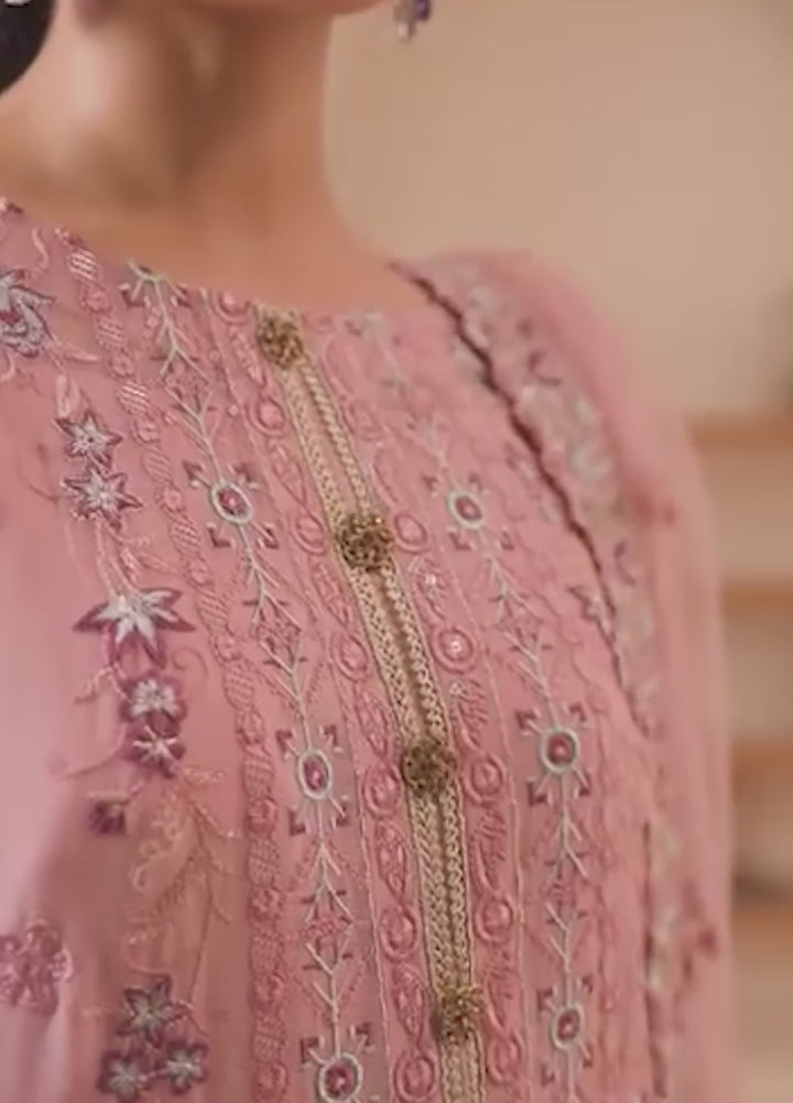 Era by Waresha Women Embroidered Chiffon 3 Piece Suit Petal Haze WFE-06 - Formals Collection