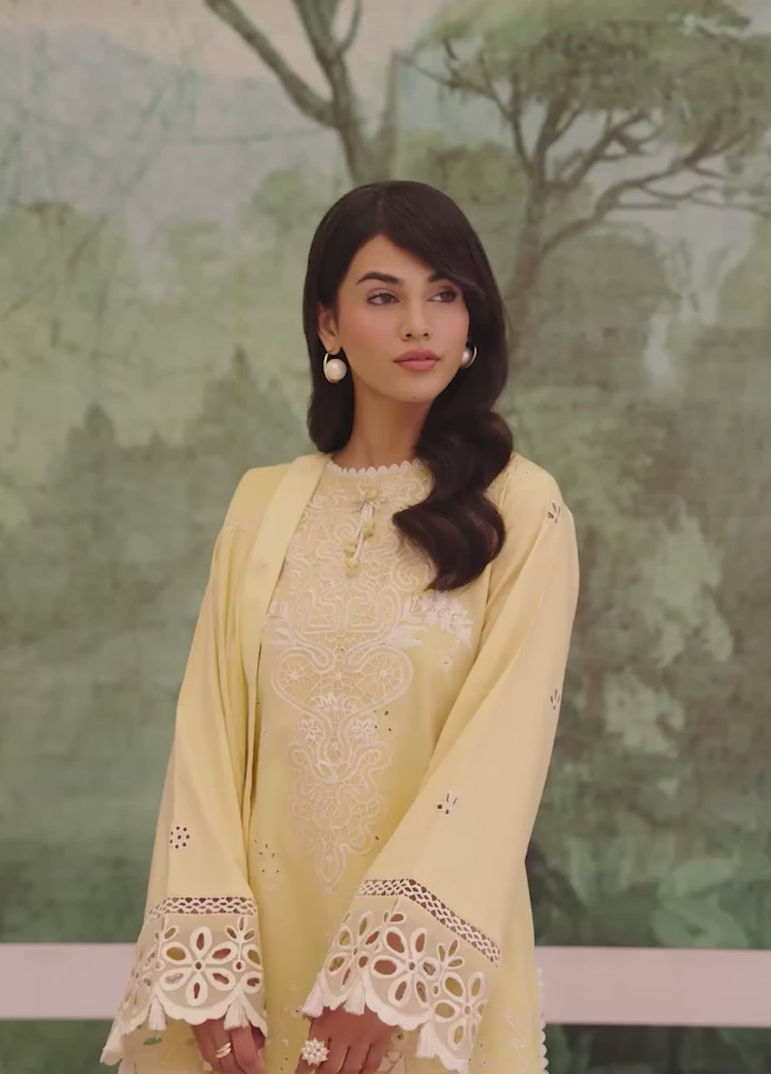 Veil of Summer by Roheenaz Unstitched Embroidered Luxury Lawn 3 Piece Suit RN26UVS 402 LUMIERE YELLOW - Eid Collection