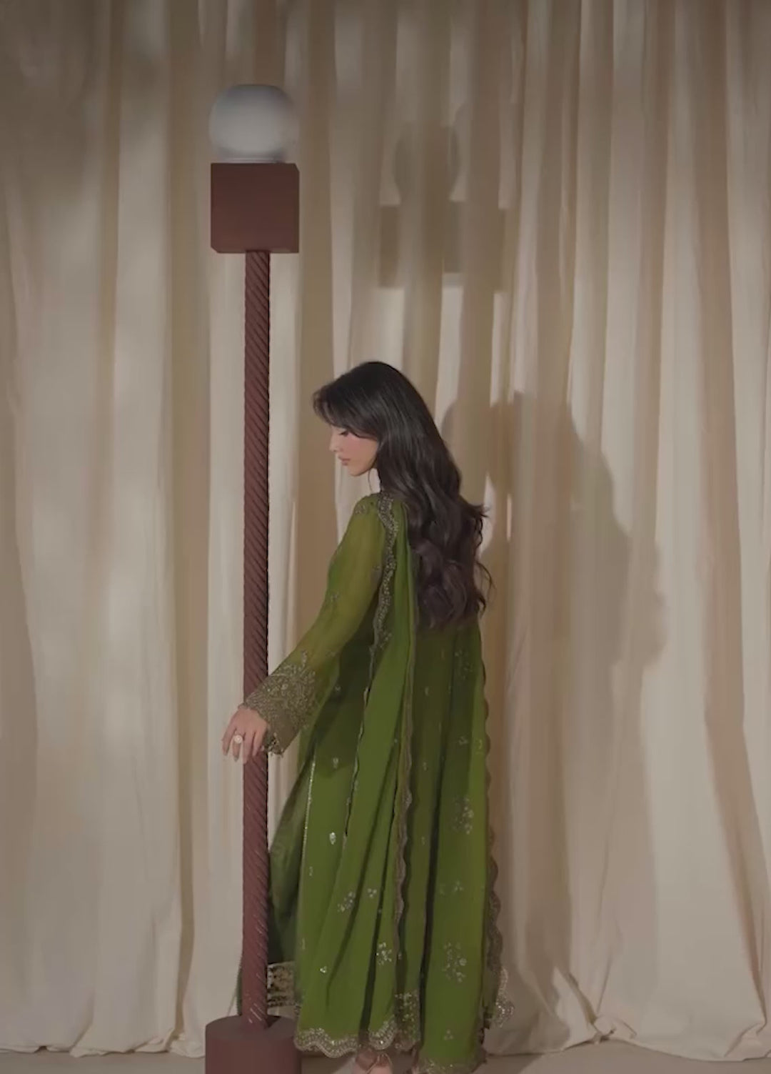 Azure Unstitched Embroidered Chiffon 3 Piece Suit AZ26ULC Imperial Olive - Festive Collection