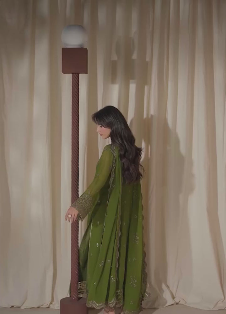 Azure Unstitched Embroidered Chiffon 3 Piece Suit AZ26ULC Imperial Olive - Festive Collection