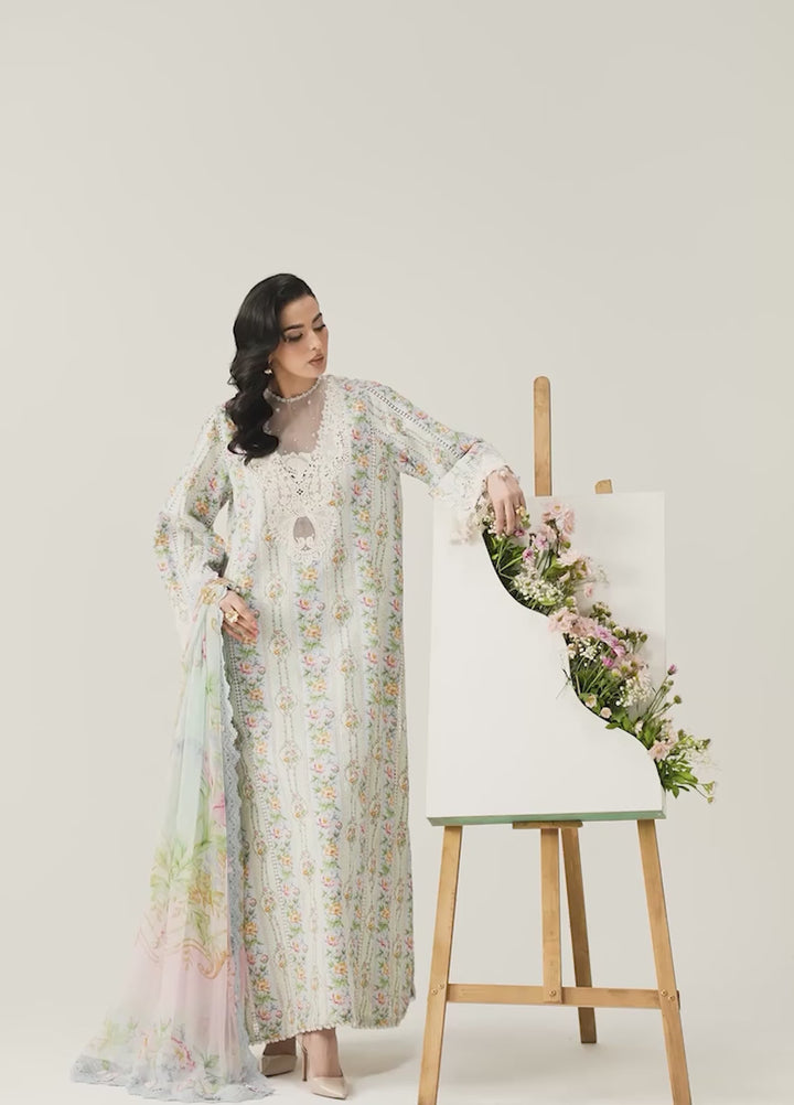 M Prints by Maria B Unstitched Printed Lawn 3 Piece Suit MB26UME 10B - Eid Collection