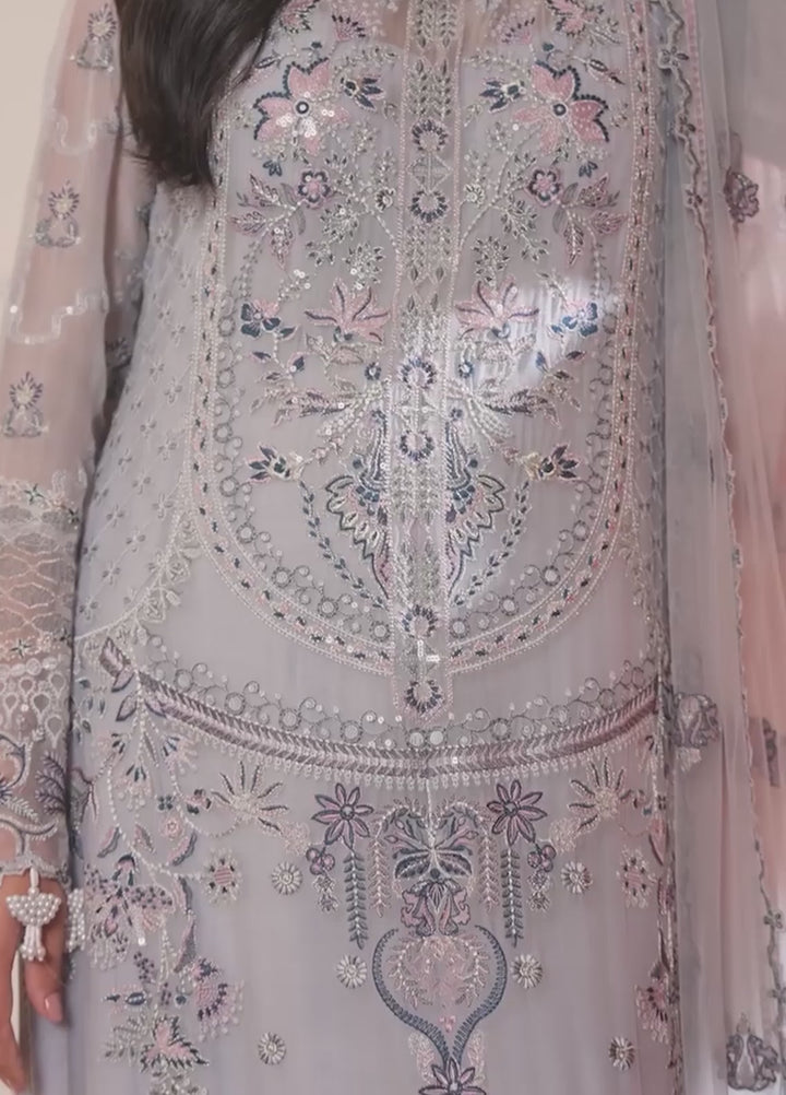 Era by Waresha Women Embroidered Chiffon 3 Piece Suit Smoky Grace WFE-03 - Formals Collection