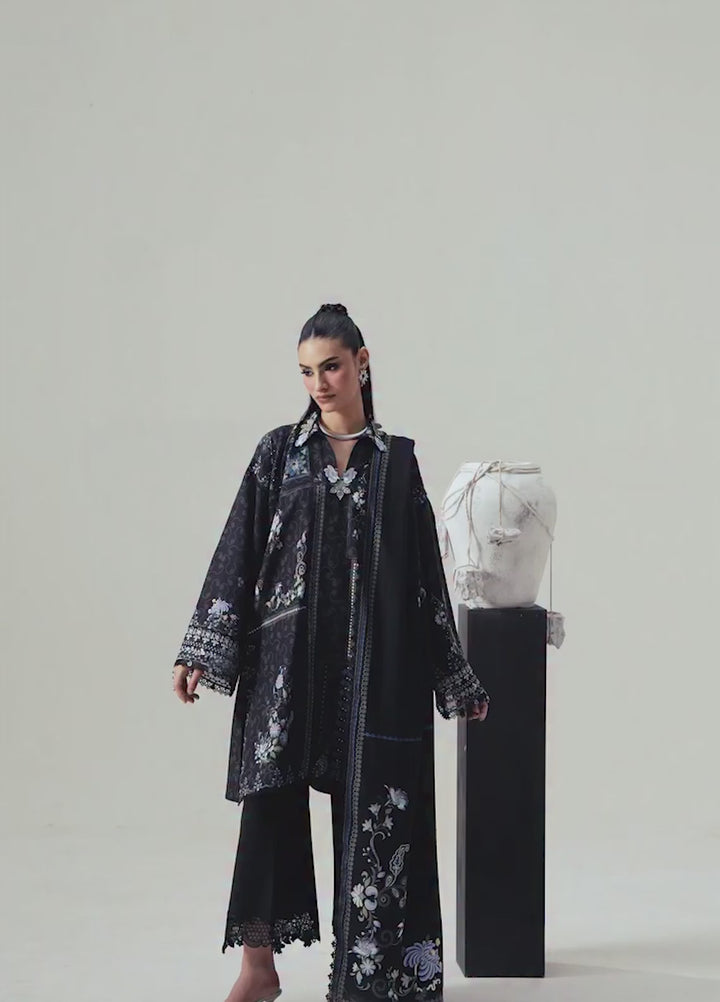 Q prints by Qalamkar Unstitched Embroidered Slub Linen 3 Piece Suit QLK26ULQ Luna QPW-05A - Winter Collection