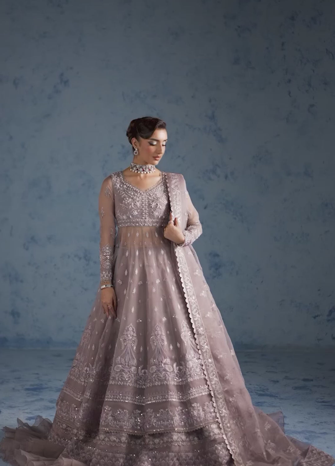Amoris by Imran Ramzan Embroidered Organza 3 Piece Suit Lavande Precieus - Wedding Collection