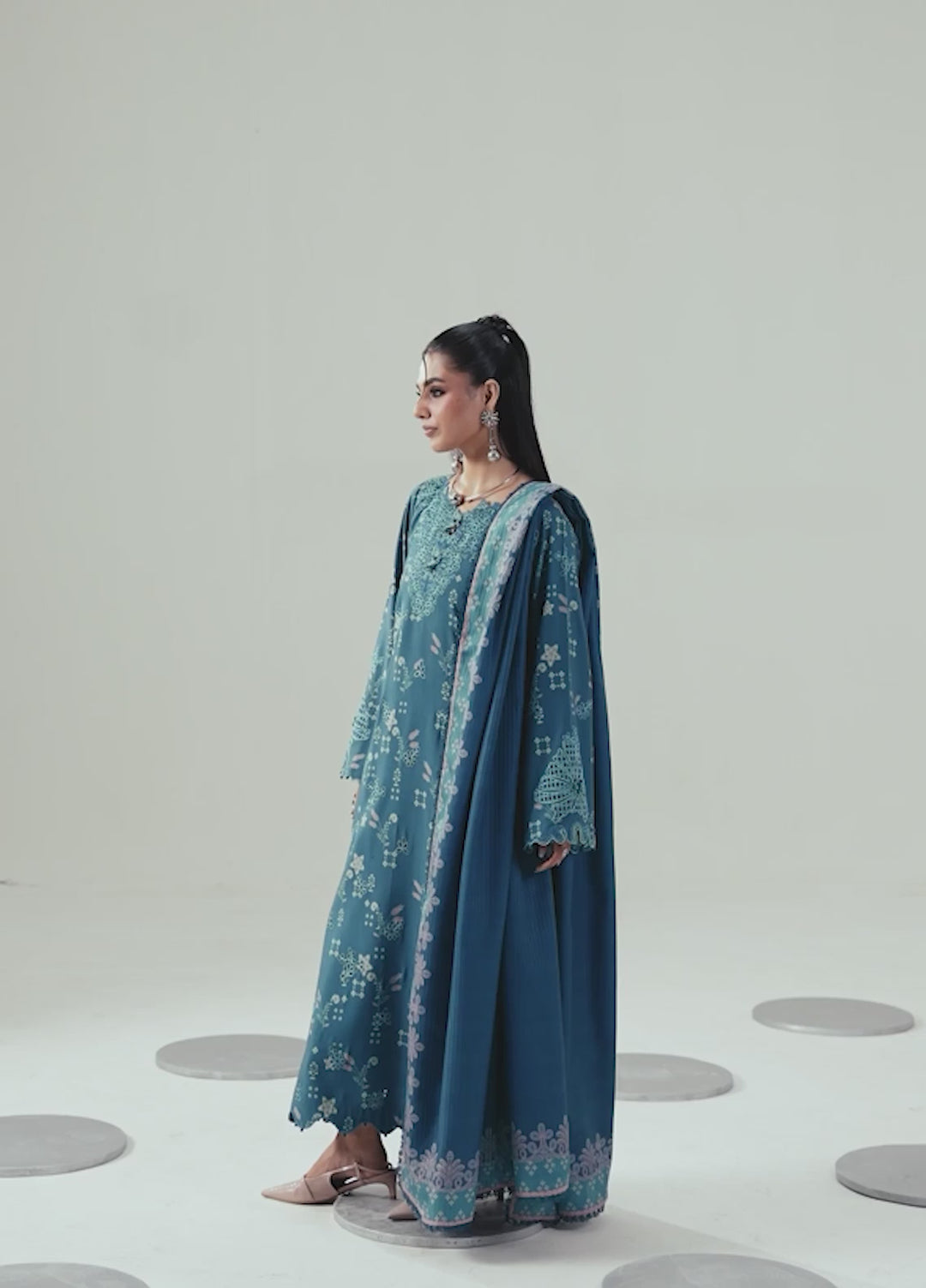 Q prints by Qalamkar Unstitched Embroidered Slub Linen 3 Piece Suit QLK26ULQ Rohi QPW-06B - Winter Collection