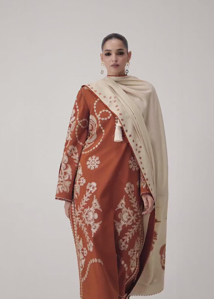 Jugnu by Hussain Rehar Unstitched Embroidered Karandi 3 Piece Suit HR26UJK Baagh - Winter Collection