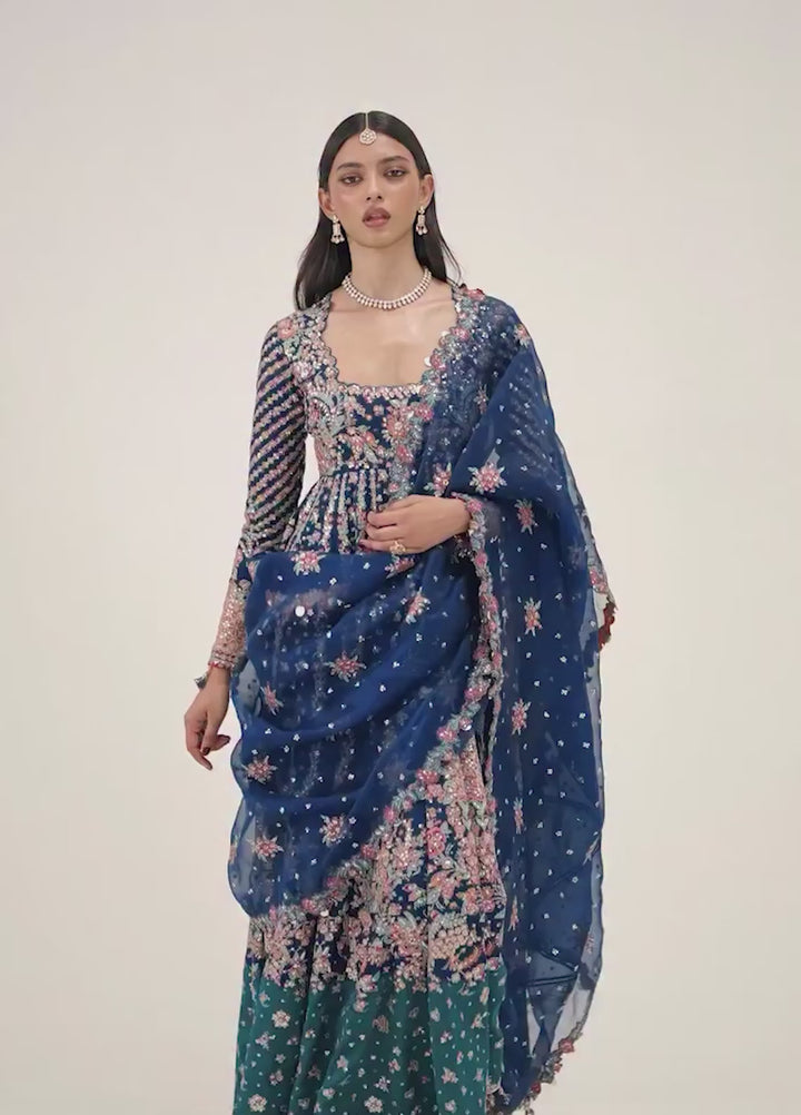 The Doll House by Hussain Rehar Unstitched Embroidered Korean Silk 3 Piece Suit HR26UDH Mehru D-877 - Wedding Collection