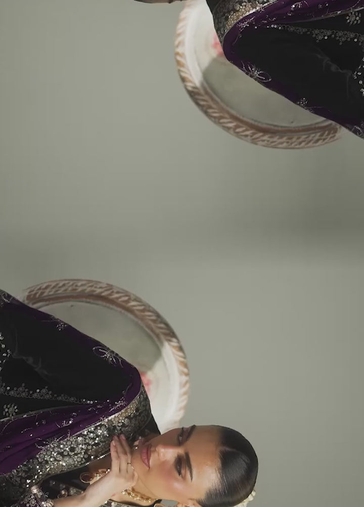 Maya by Nureh Unstitched Embroidered Velvet 3 Piece Suit NU26UMV NW-136 - Wedding Collection