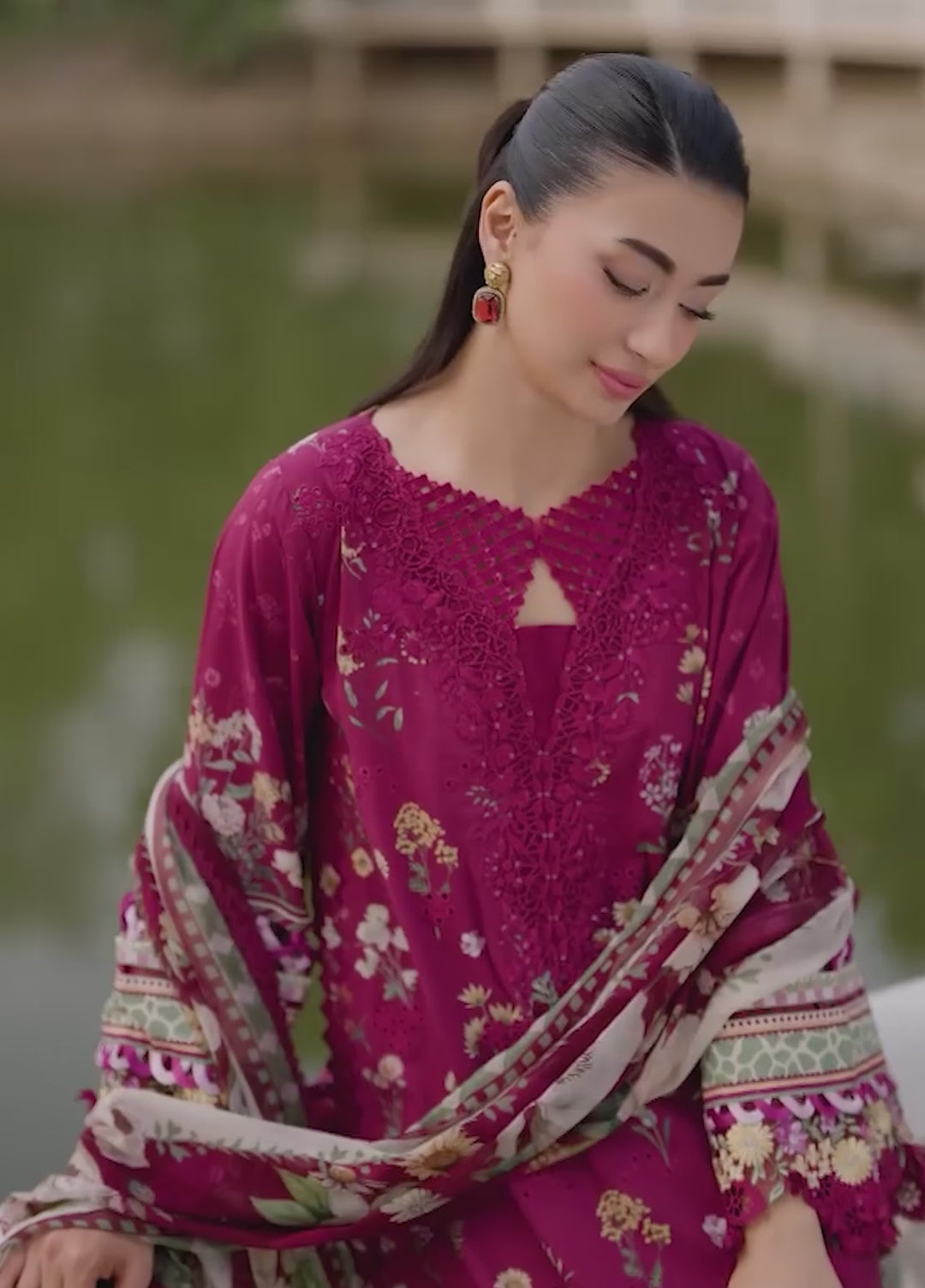 Signature by Elaf Unstitched Embroidered Lawn 3 Piece Suit EL26USLE Nora ESG-2A - Eid Collection