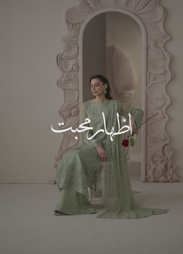 Lamisah by Lavish Premium Unstitched Embroidered Chiffon 3 Piece Suit LVP26UCL Green Petal - Festive Collection