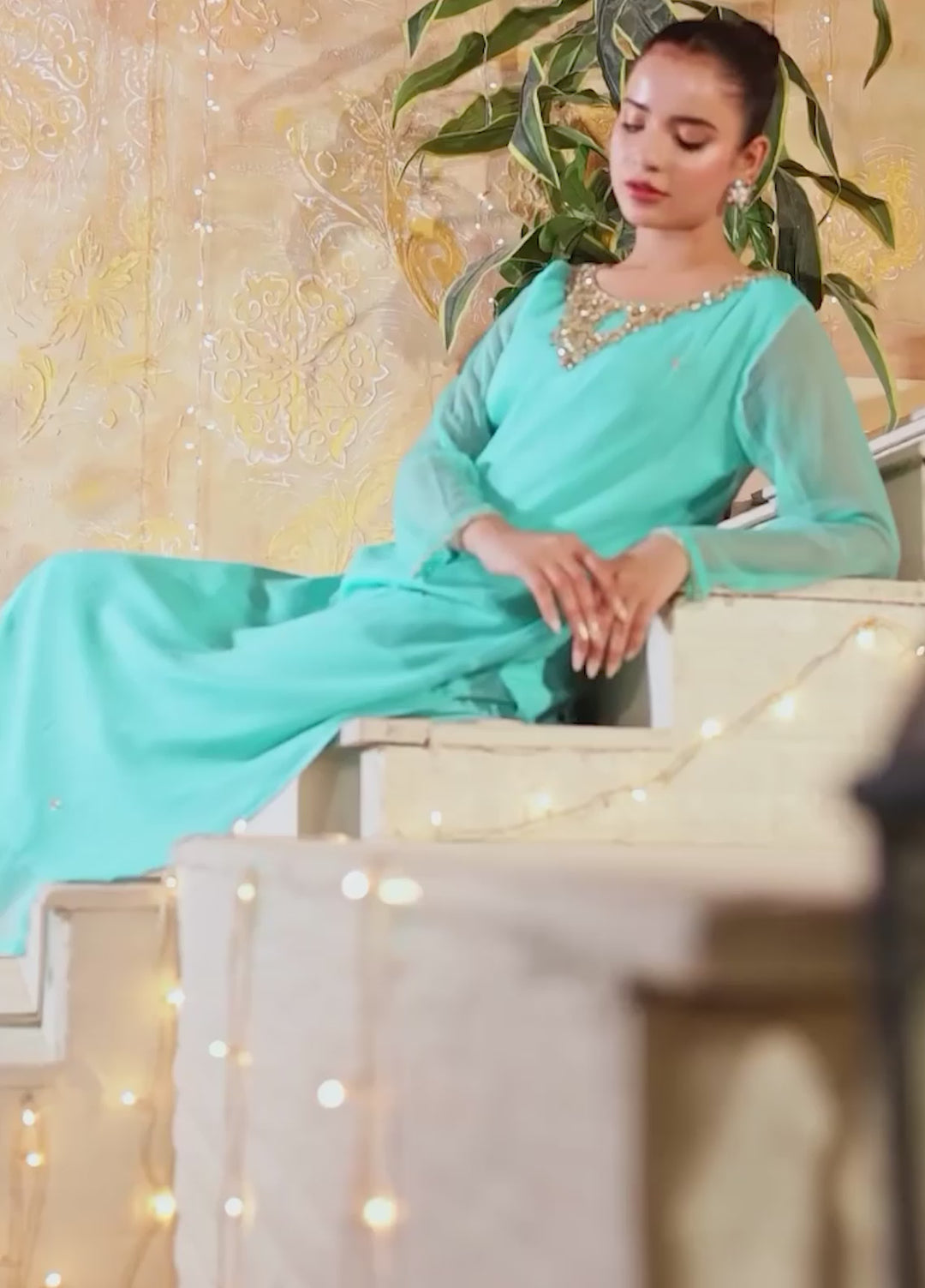 Silcot Women RTW Hand work Chiffon 2 Piece Suit Azure Polished Eid Collection