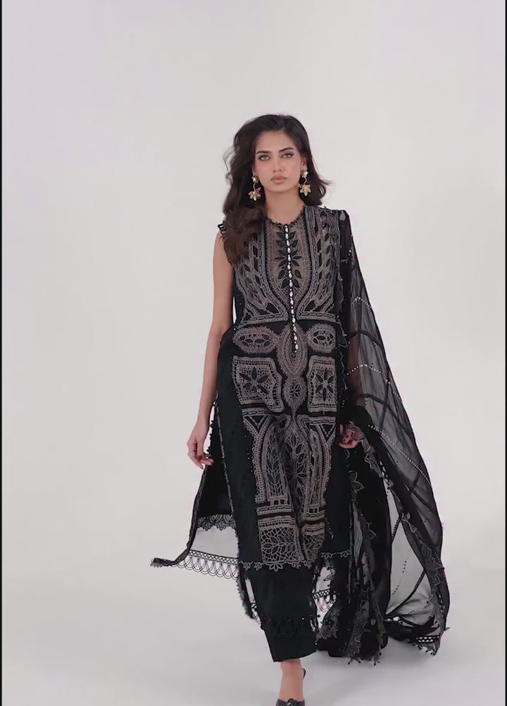 Maria B Unstitched Embroidered Luxury Lawn 3 Piece Suit MB26UEL 8B - Eid Collection