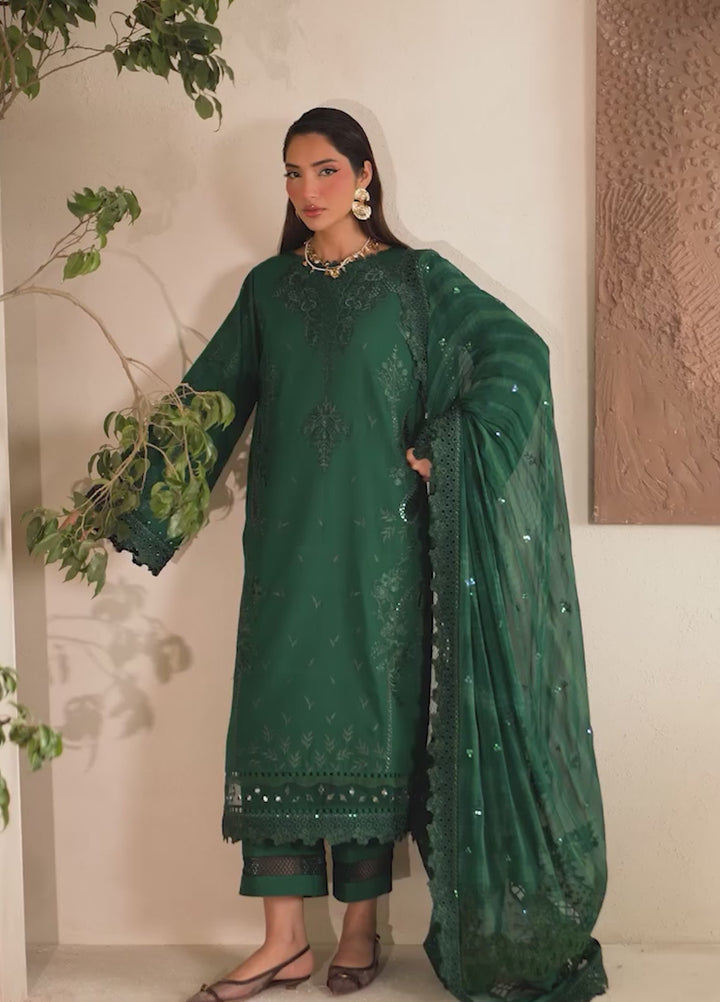 Nureh Exclusive Unstitched Lawn Karandi Embroidered 3 Piece Suit NU26UE NE-220 - Spring Collection