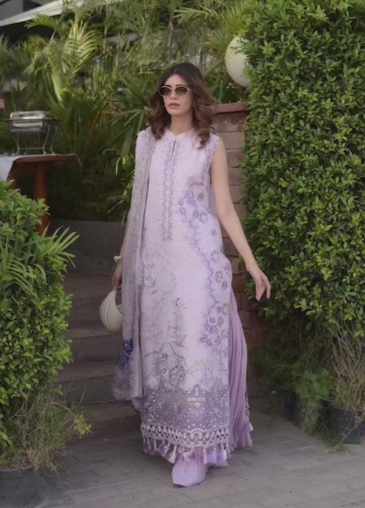 Asifa and Nabeel Unstitched Embroidered Lawn 3 Piece Suit AN26ULE Lilac River VSL 26-02 - Eid Collection