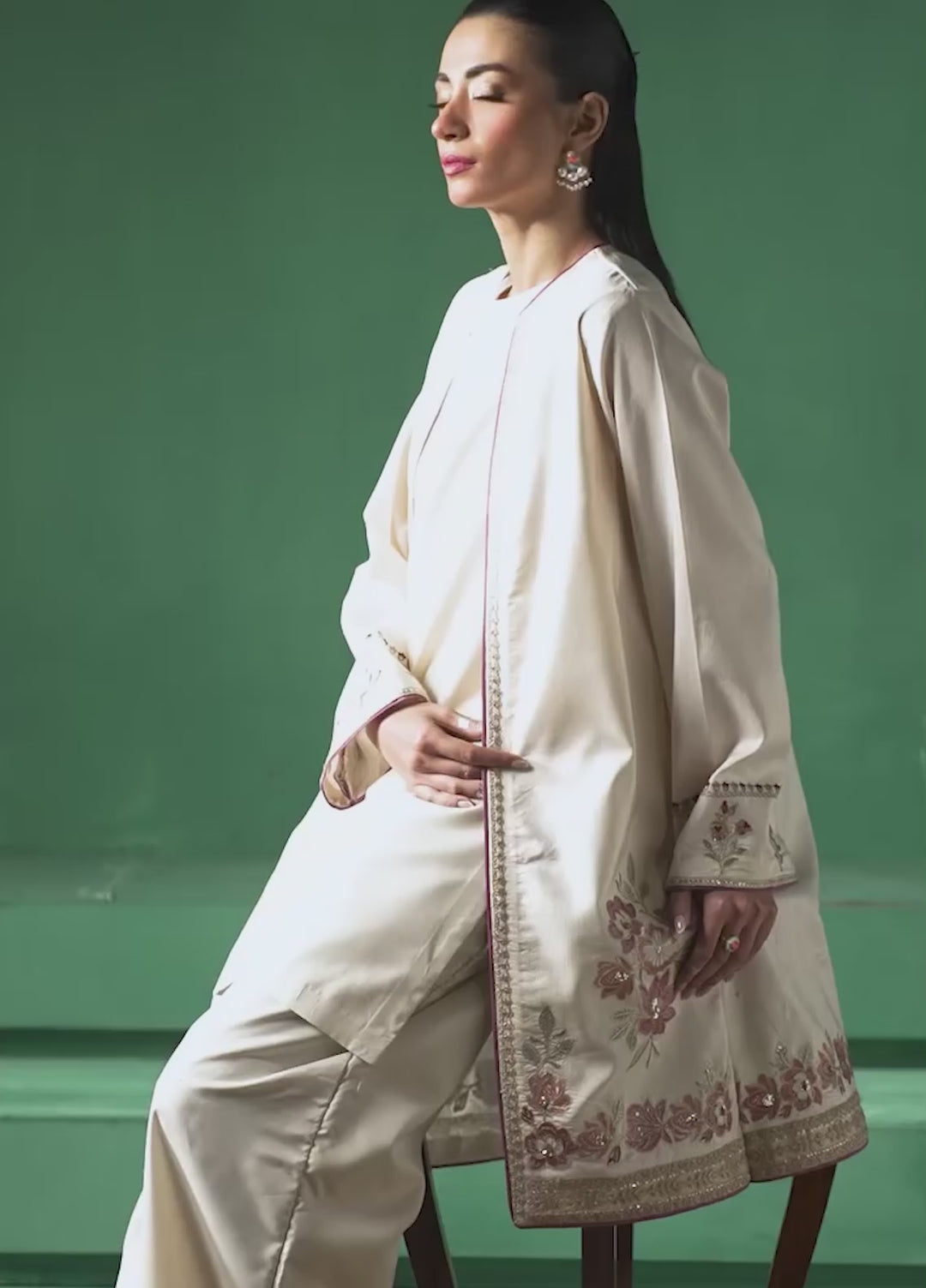 Koel by Jahaan RTW Embroidered Raw Silk 3 Piece Suit Haze Festive Collection