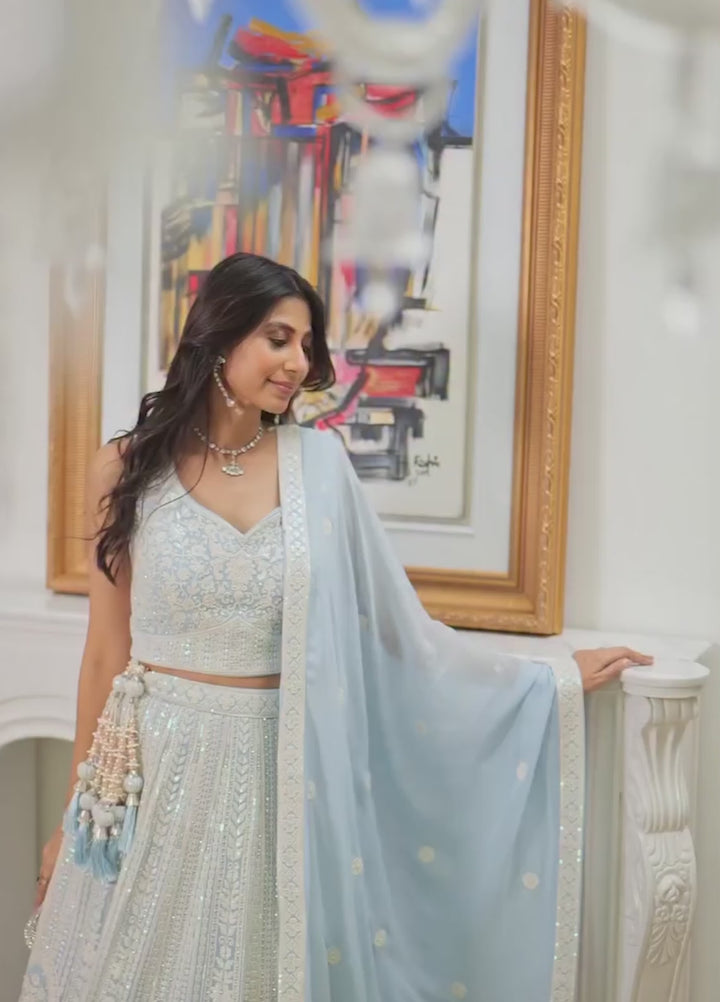 Elaya by House of Nyyra Unstitched 3 Piece Embroidered Blue and white - Festive Collection