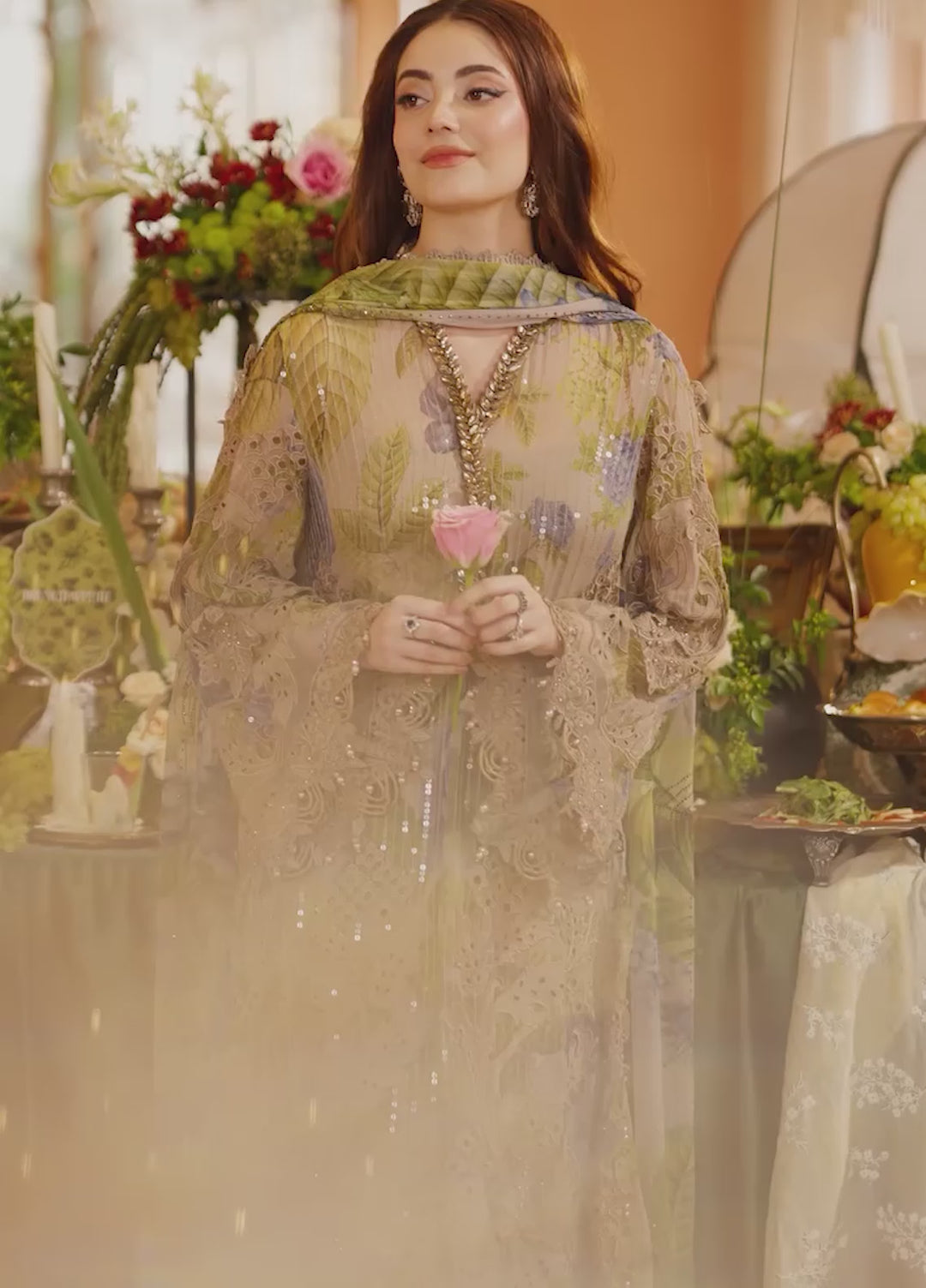 Maria B Unstitched Embroidered Chiffon 3 Piece Suit MB26UCF D3 - Festive Collection