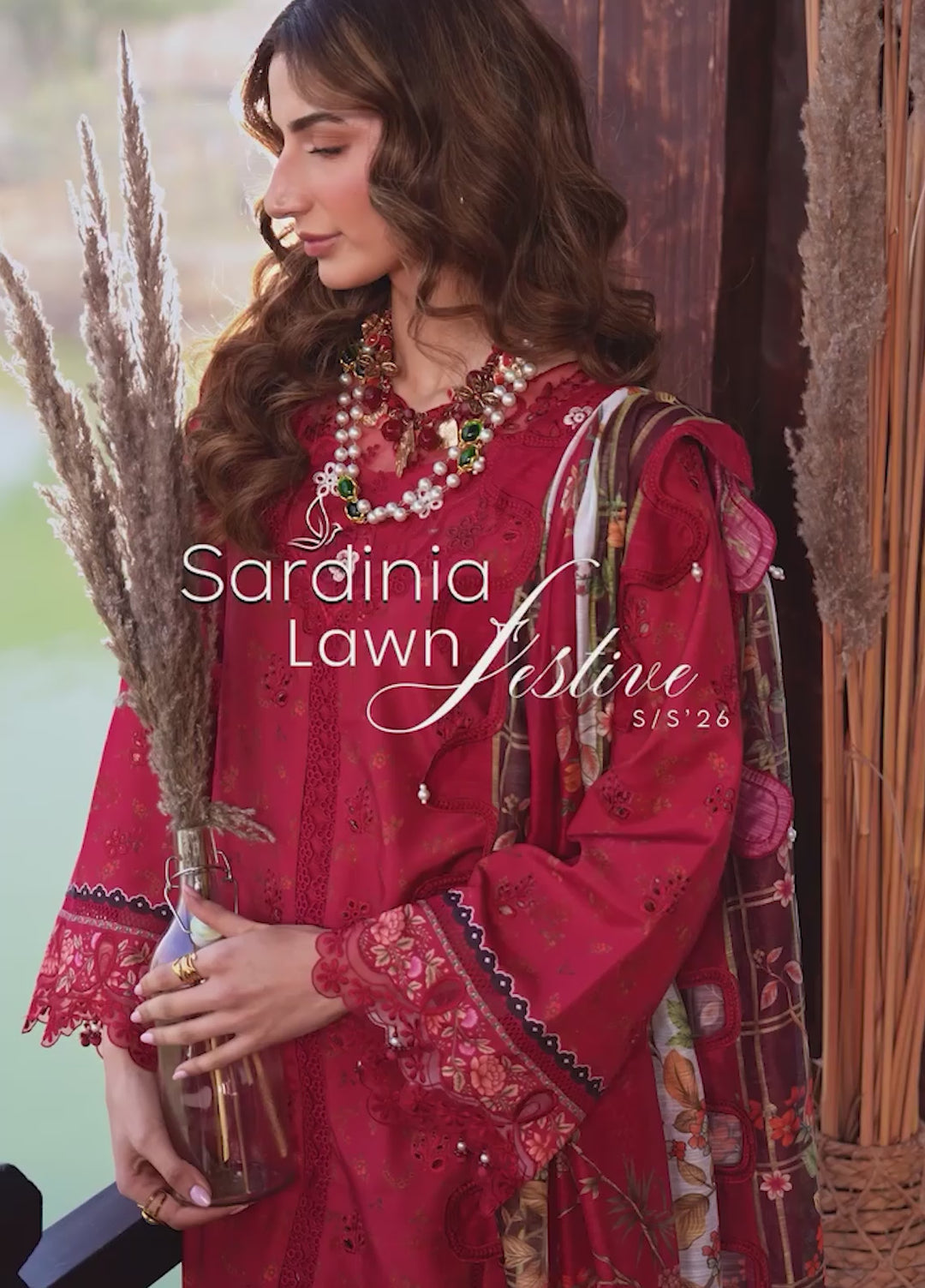 Sardinia Unstitched Embroidered Lawn 3 Piece Suit SRD26ULF D-8 POPPY - Festive Collection