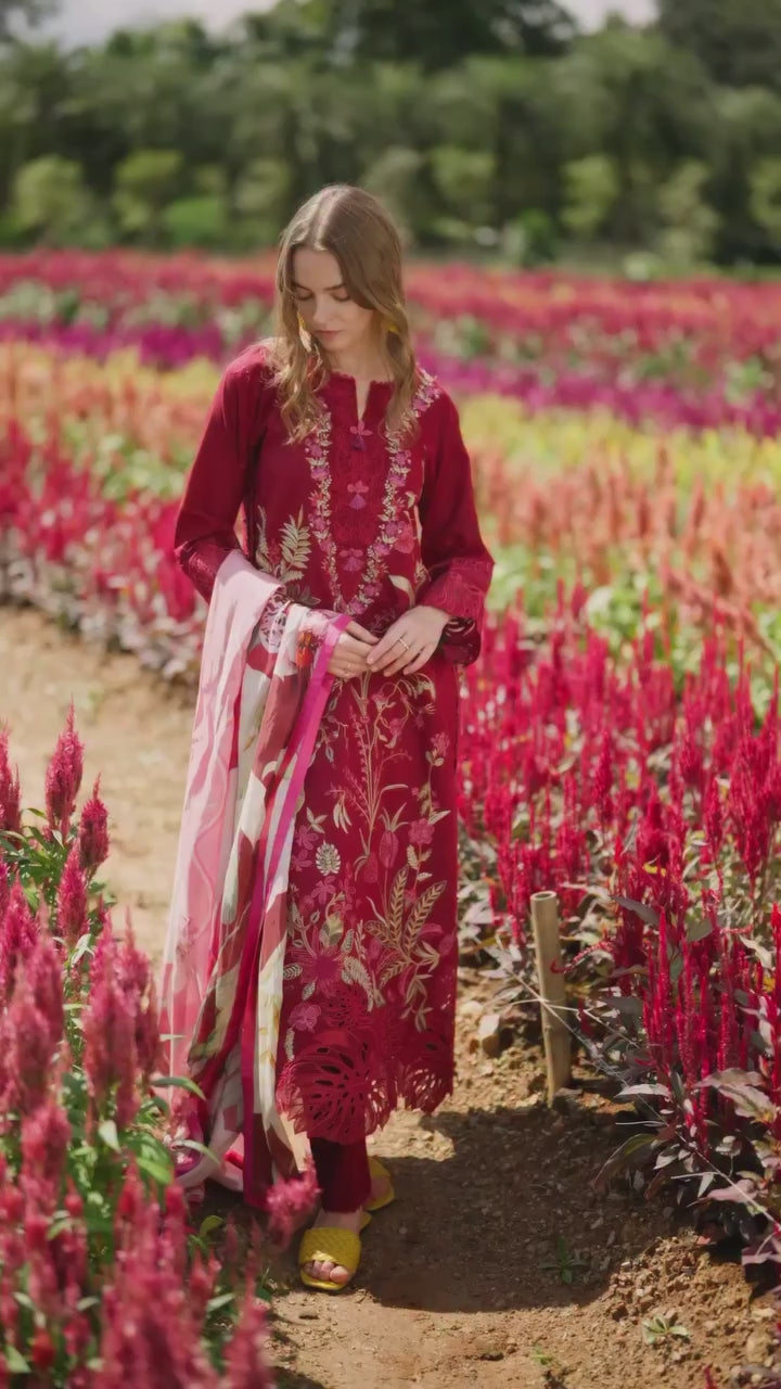The Secret Garden by Mushq Hemline Unstitched Lawn 3 Piece Suit MU26USG D-14B Aurora Petals - Summer Collection