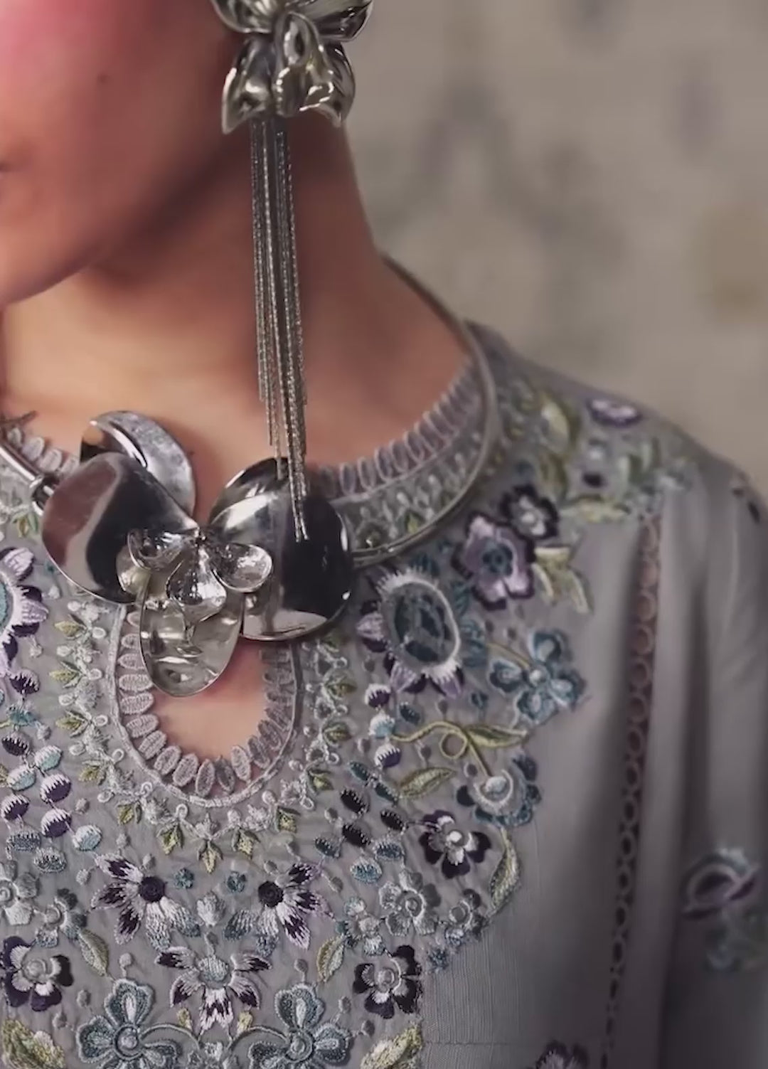 Q line by Qalamkar Unstitched Embroidered Slub Linen 3 Piece Suit QLK26UQL Gina QLW-15 - Winter Collection