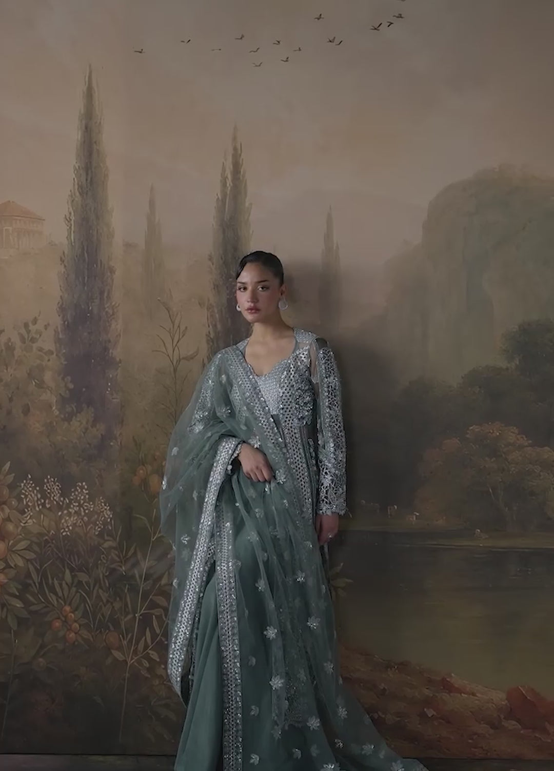 La Fuchsia by Afrozeh Unstitched Hand work Net 3 Piece Suit AF26ULF Crescent FWU-0079 - Wedding Collection