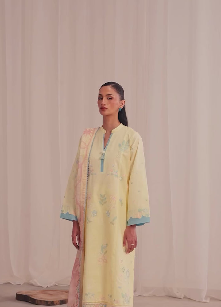 Nysa by Seran Unstitched Embroidered Cambric 3 Piece Suit SN26UNC Lielle D-10 - Winter Collection