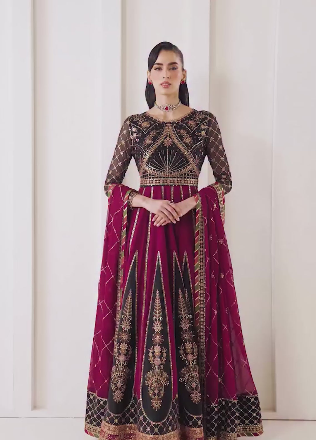 La Ruhe By Alizeh Fashion Unstitched Embroidered Chiffon 3 Piece Suit AF26URW AF-CH-2265-NEVRA - Wedding Collection