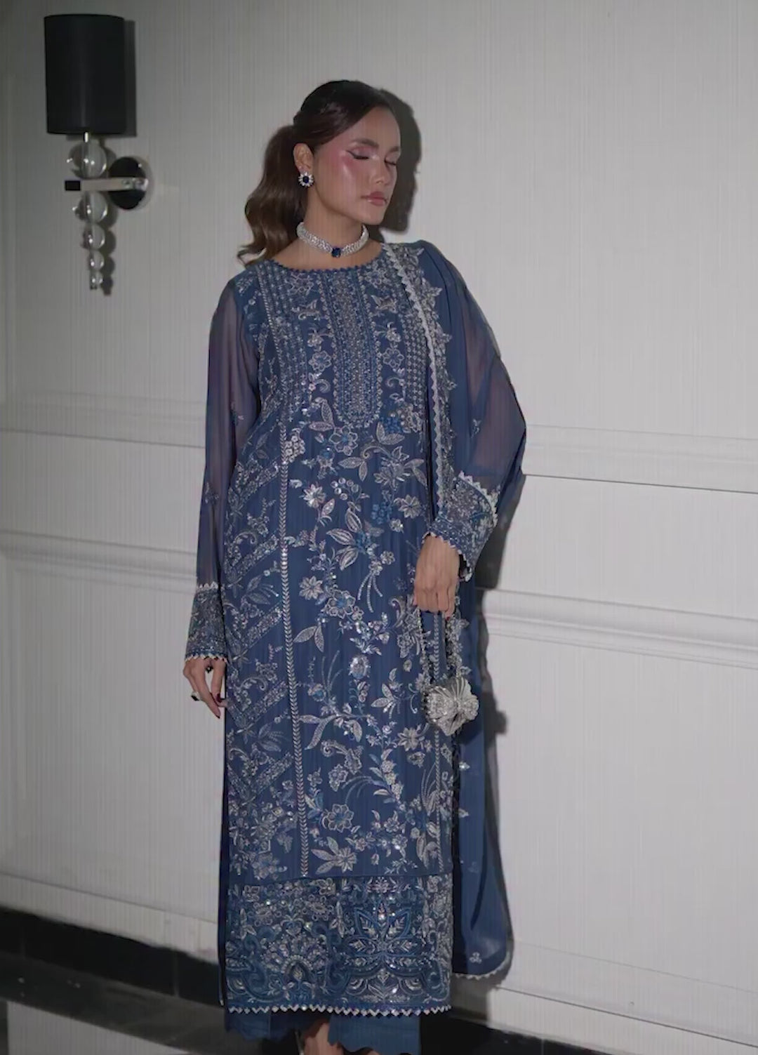 Maison d'or by Sahane RTW Embroidered Chiffon 3 Piece Suit CT 27002P Nael - Festive Collection